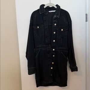 Zara Black Denim Mini Dress Jacket